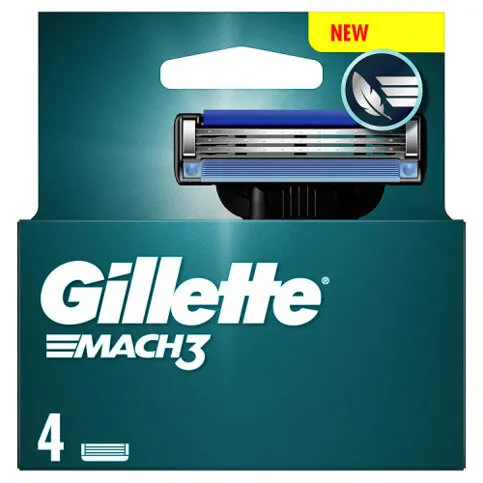Gillette Mach3 Razor Refills for Men, 4 Razor Blade Refills