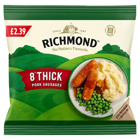 Richmond 8 Thick Pork Sausages 344g