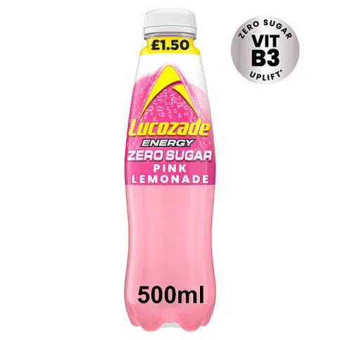 Lucozade Zero Sugar Drink Pink Lemonade 500ml PMP £1.50